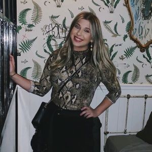 Snakeskin print long sleeve bodysuit